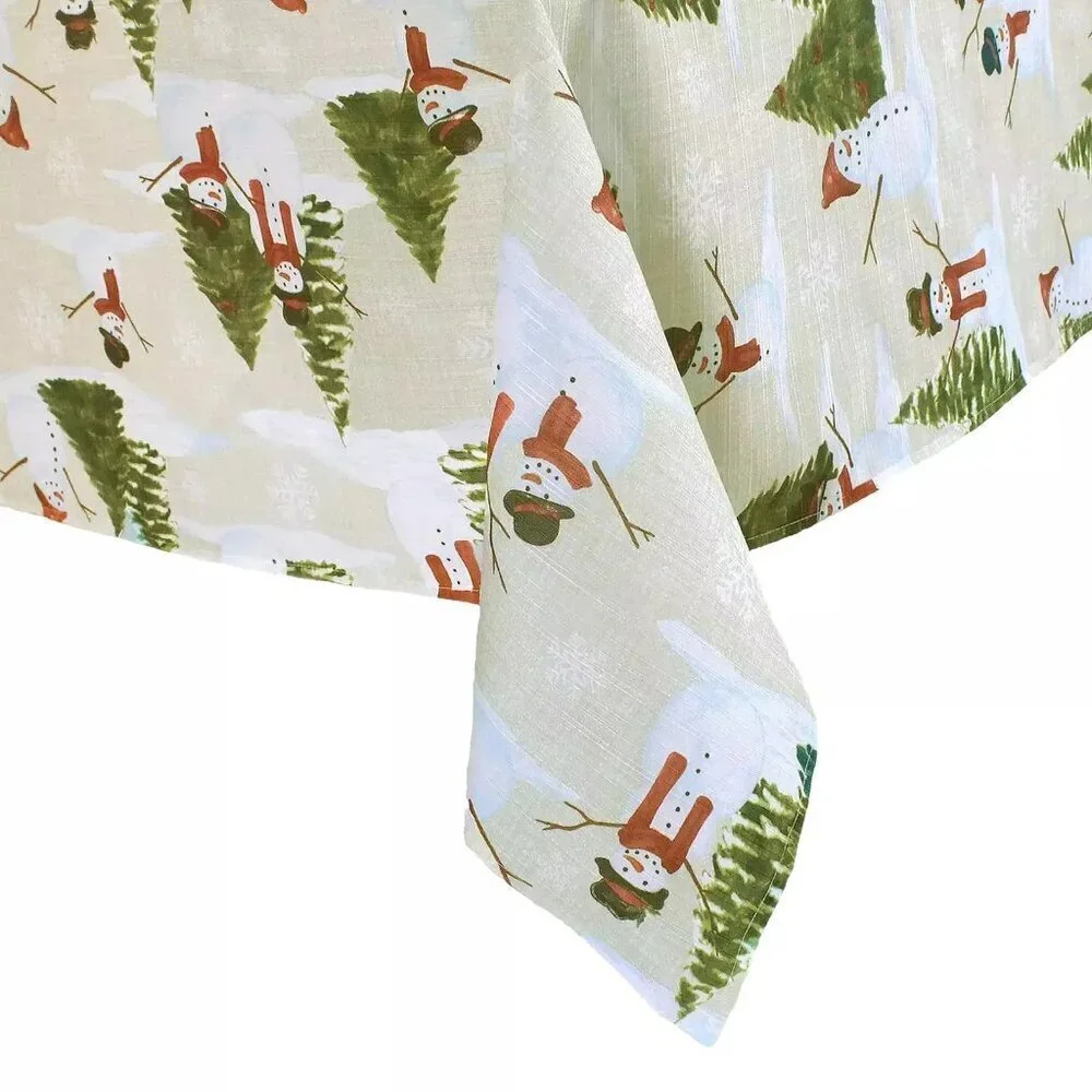 St Nicholas Square Yuletide Snowman Tablecloth